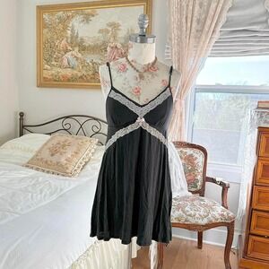 black lace slip dress  Y2K victoria's secret black lace slip dress size small